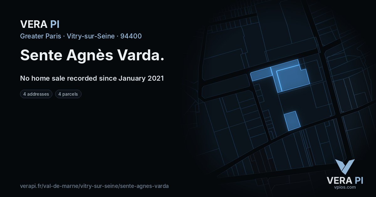 Sente Agnès Varda, Vitry-sur-Seine at night – every parcel coloured by the prices around it, the street's own parcels lit