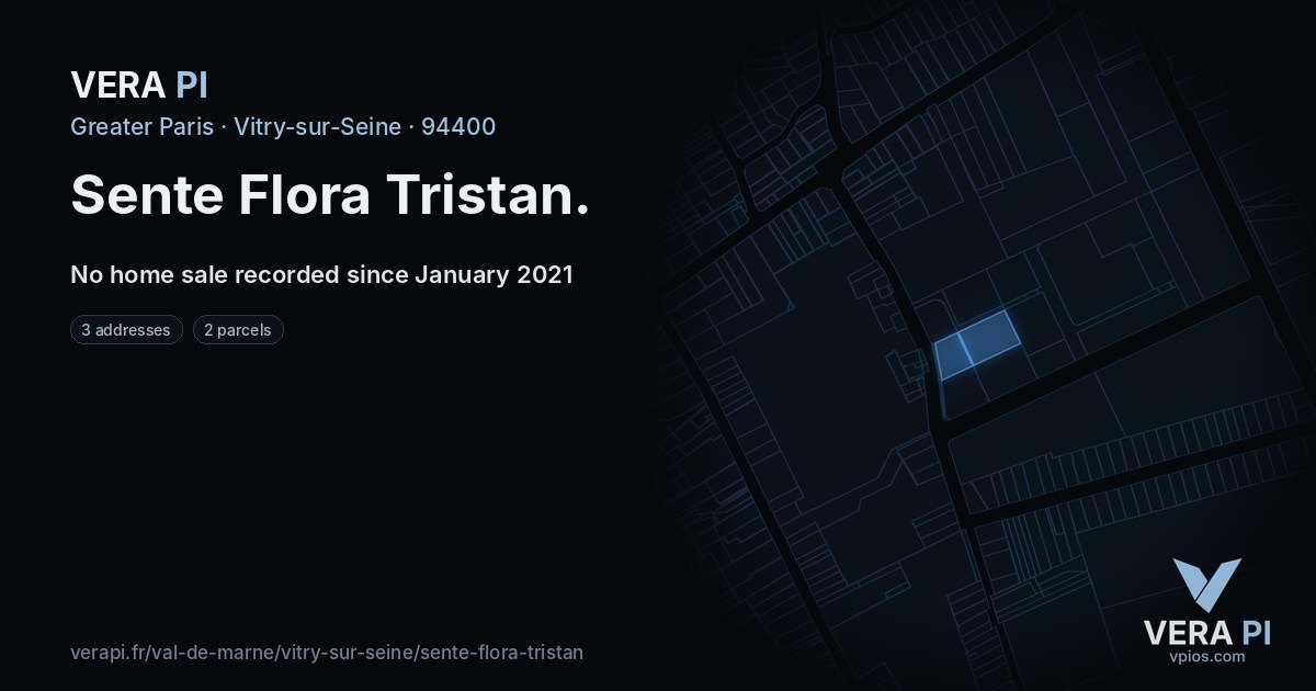 Sente Flora Tristan, Vitry-sur-Seine at night – every parcel coloured by the prices around it, the street's own parcels lit