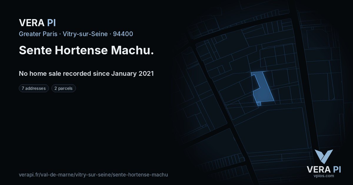 Sente Hortense Machu, Vitry-sur-Seine at night – every parcel coloured by the prices around it, the street's own parcels lit