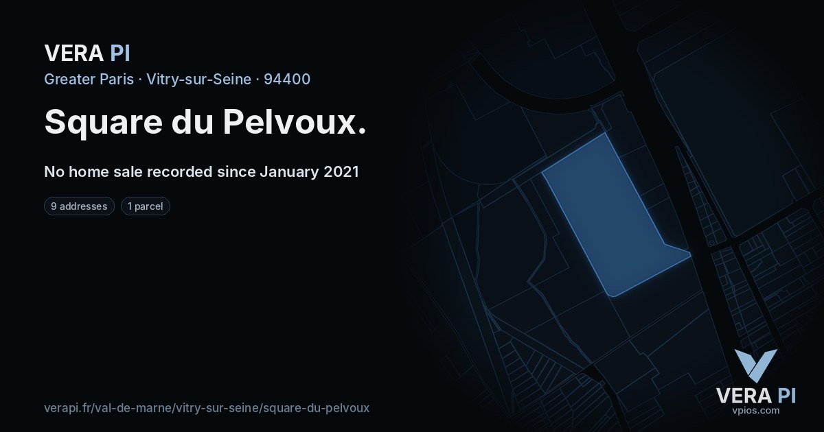 Square du Pelvoux, Vitry-sur-Seine at night – every parcel coloured by the prices around it, the street's own parcels lit