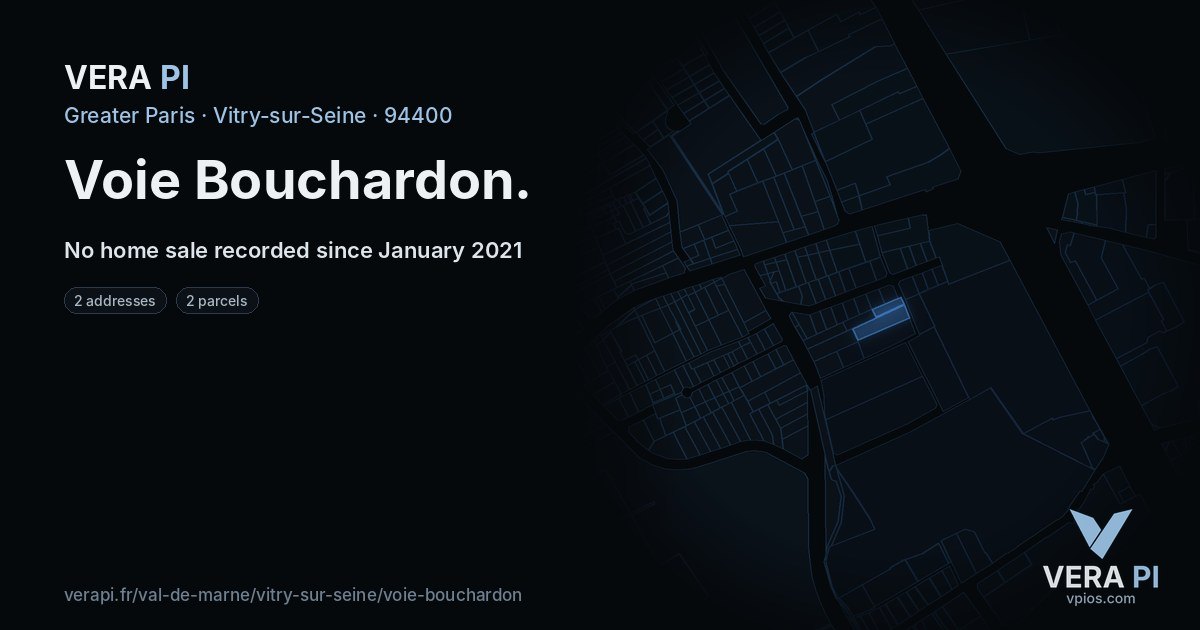 Voie Bouchardon, Vitry-sur-Seine at night – every parcel coloured by the prices around it, the street's own parcels lit