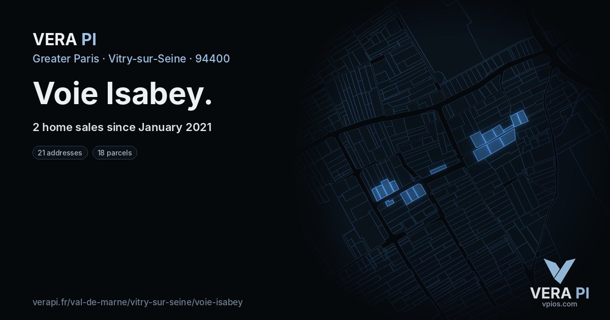 Voie Isabey, Vitry-sur-Seine at night – every parcel coloured by the prices around it, the street's own parcels lit