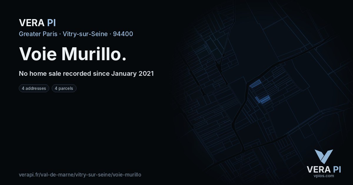 Voie Murillo, Vitry-sur-Seine at night – every parcel coloured by the prices around it, the street's own parcels lit