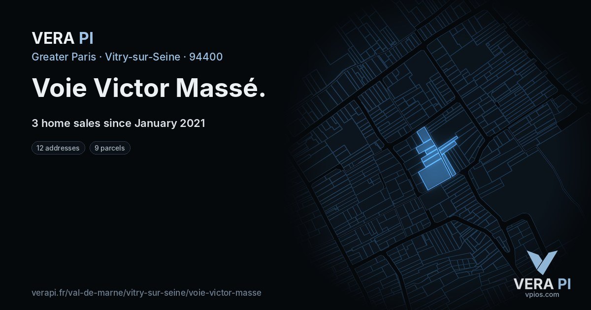 Voie Victor Massé, Vitry-sur-Seine at night – every parcel coloured by the prices around it, the street's own parcels lit