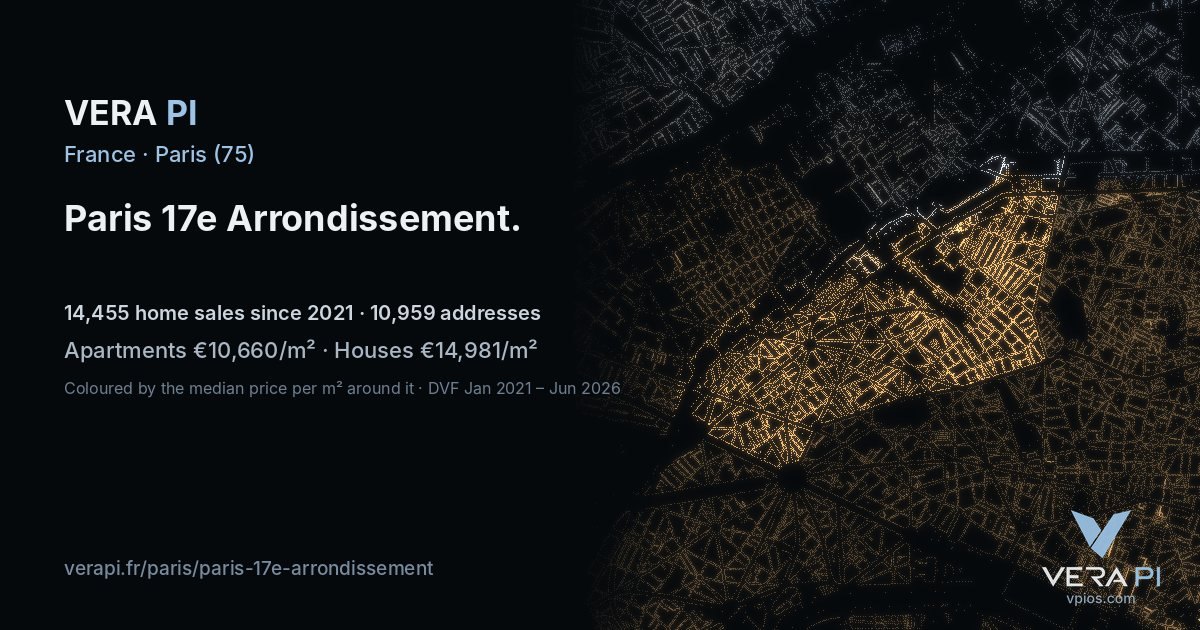 Place de Verdun, 17e arrondissement at night – every parcel coloured by the prices around it, the street's own parcels lit