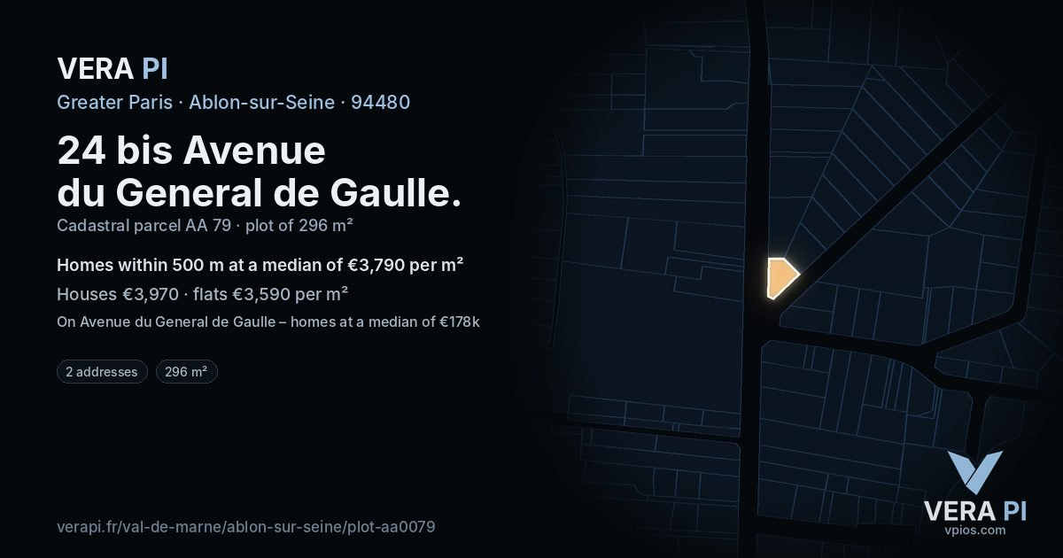 24 bis Avenue du General de Gaulle, Ablon-sur-Seine at night – the plot lit, the parcels around coloured by the prices near them