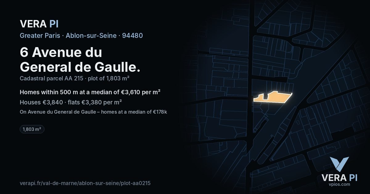 6 Avenue du General de Gaulle, Ablon-sur-Seine at night – the plot lit, the parcels around coloured by the prices near them