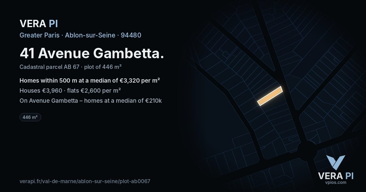 41 Avenue Gambetta, Ablon-sur-Seine at night – the plot lit, the parcels around coloured by the prices near them