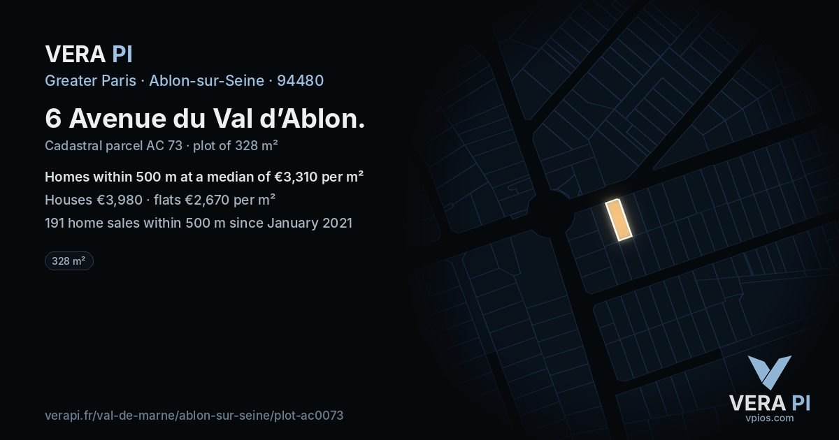 6 Avenue du Val d’Ablon, Ablon-sur-Seine at night – the plot lit, the parcels around coloured by the prices near them