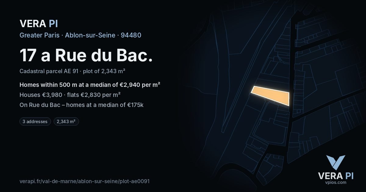 17 a Rue du Bac, Ablon-sur-Seine at night – the plot lit, the parcels around coloured by the prices near them