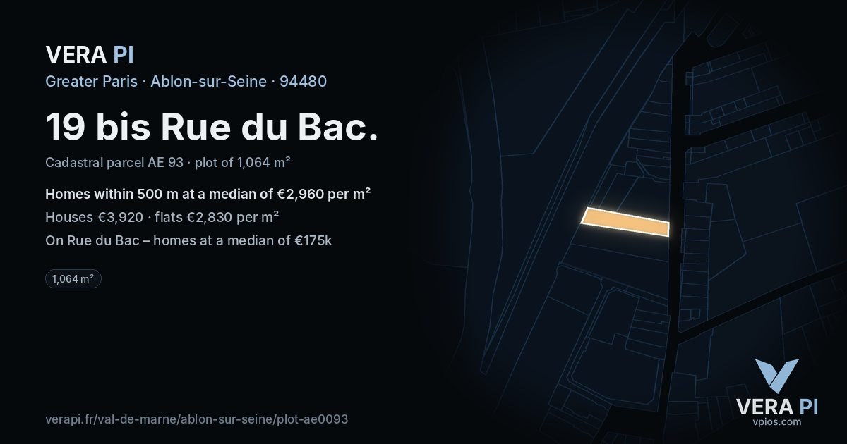 19 bis Rue du Bac, Ablon-sur-Seine at night – the plot lit, the parcels around coloured by the prices near them