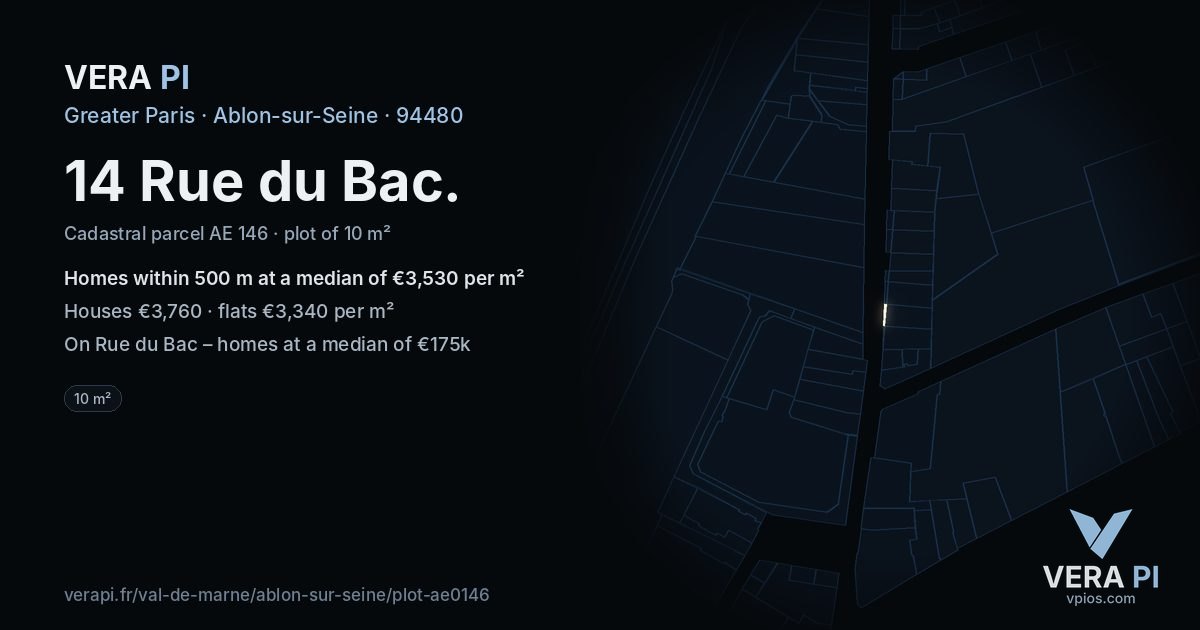 14 Rue du Bac, Ablon-sur-Seine at night – the plot lit, the parcels around coloured by the prices near them