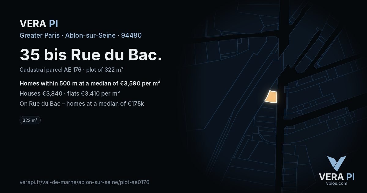 35 bis Rue du Bac, Ablon-sur-Seine at night – the plot lit, the parcels around coloured by the prices near them