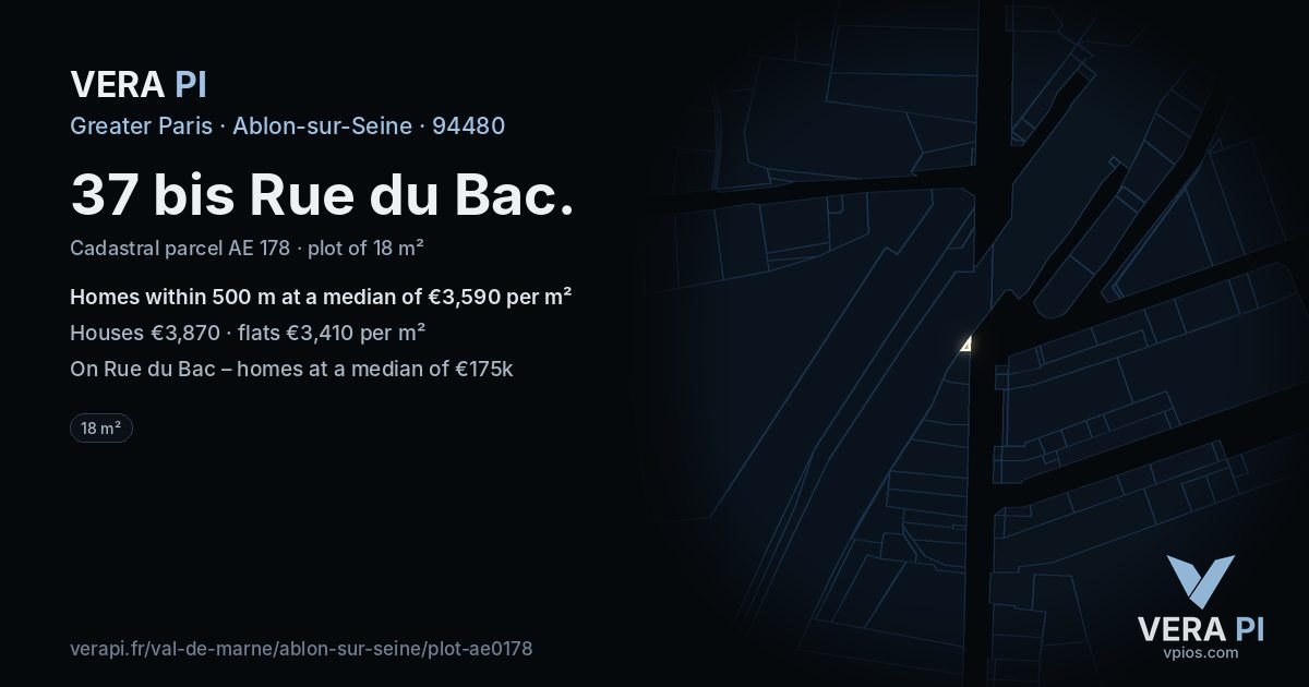 37 bis Rue du Bac, Ablon-sur-Seine at night – the plot lit, the parcels around coloured by the prices near them