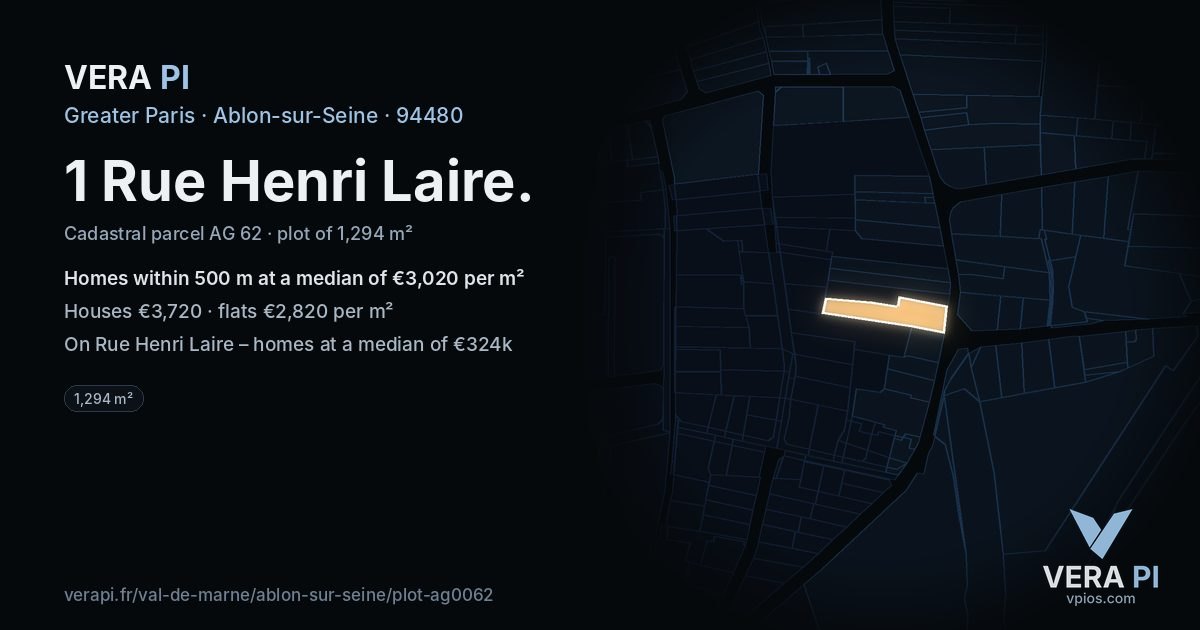 1 Rue Henri Laire, Ablon-sur-Seine at night – the plot lit, the parcels around coloured by the prices near them