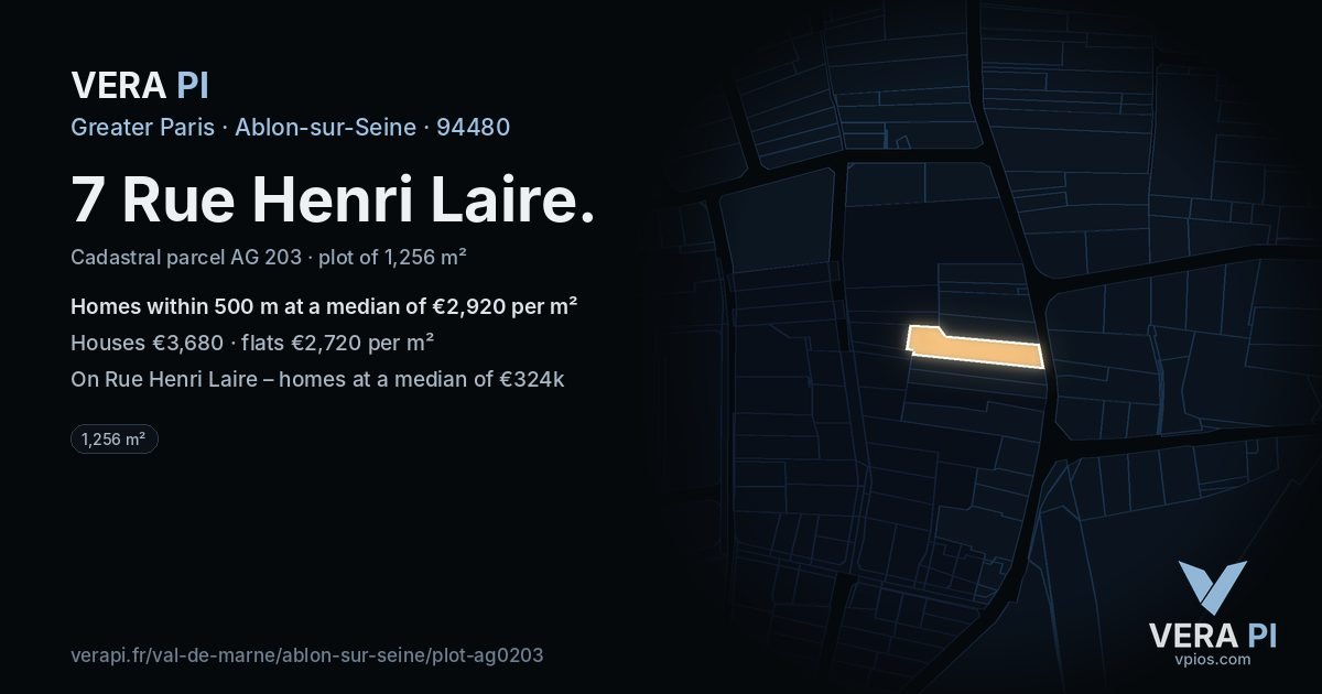 7 Rue Henri Laire, Ablon-sur-Seine at night – the plot lit, the parcels around coloured by the prices near them