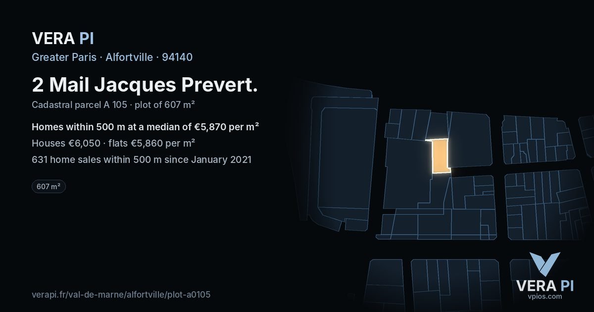 2 Mail Jacques Prevert, Alfortville at night – the plot lit, the parcels around coloured by the prices near them