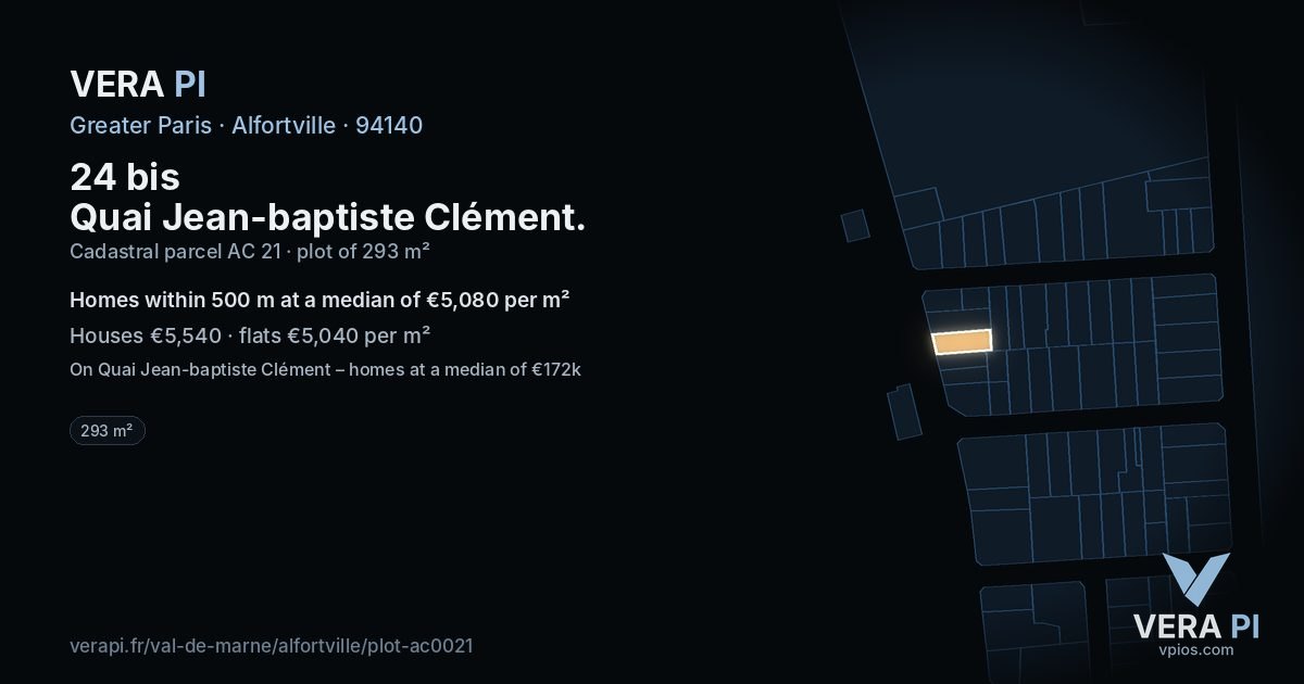 24 bis Quai Jean-baptiste Clément, Alfortville at night – the plot lit, the parcels around coloured by the prices near them