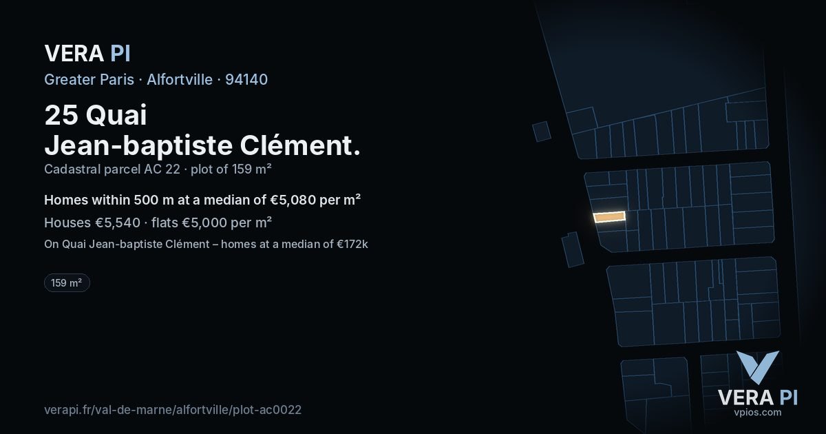 25 Quai Jean-baptiste Clément, Alfortville at night – the plot lit, the parcels around coloured by the prices near them
