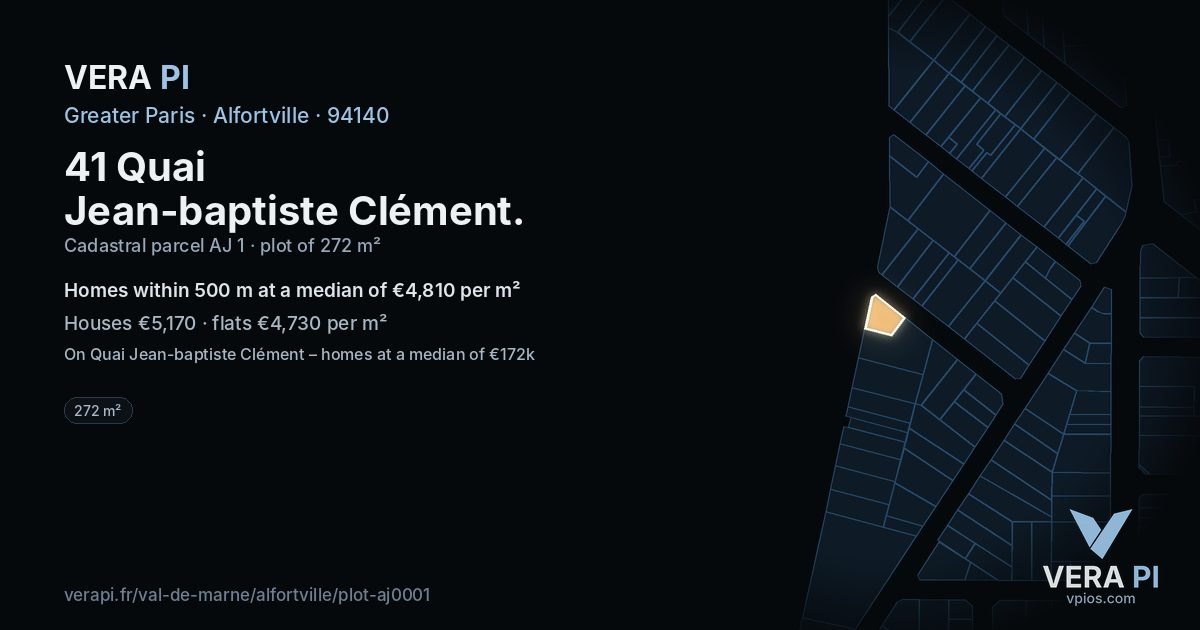 41 Quai Jean-baptiste Clément, Alfortville at night – the plot lit, the parcels around coloured by the prices near them