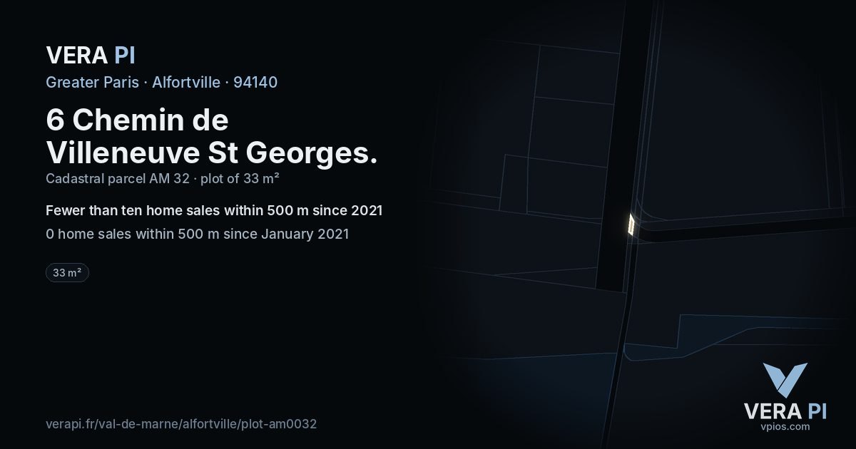 6 Chemin de Villeneuve St Georges, Alfortville at night – the plot lit, the parcels around coloured by the prices near them