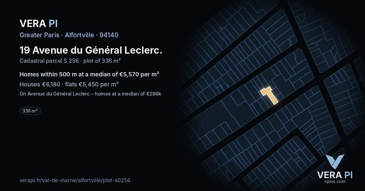 19 Avenue du Général Leclerc, Alfortville at night – the plot lit, the parcels around coloured by the prices near them