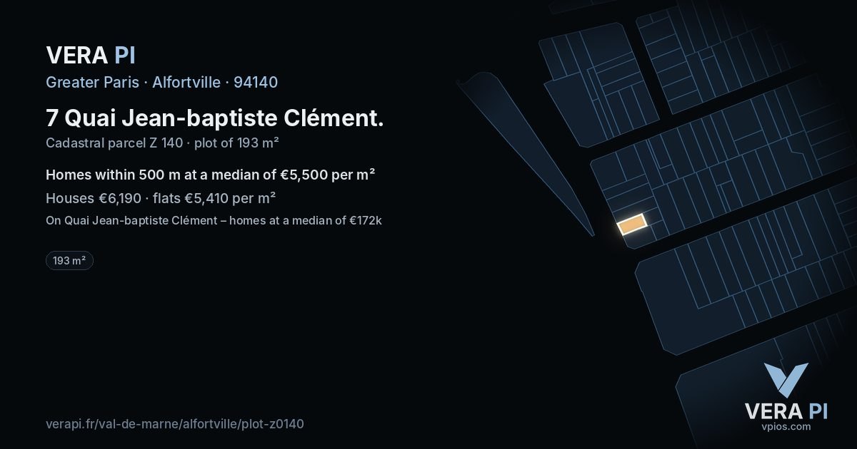 7 Quai Jean-baptiste Clément, Alfortville at night – the plot lit, the parcels around coloured by the prices near them