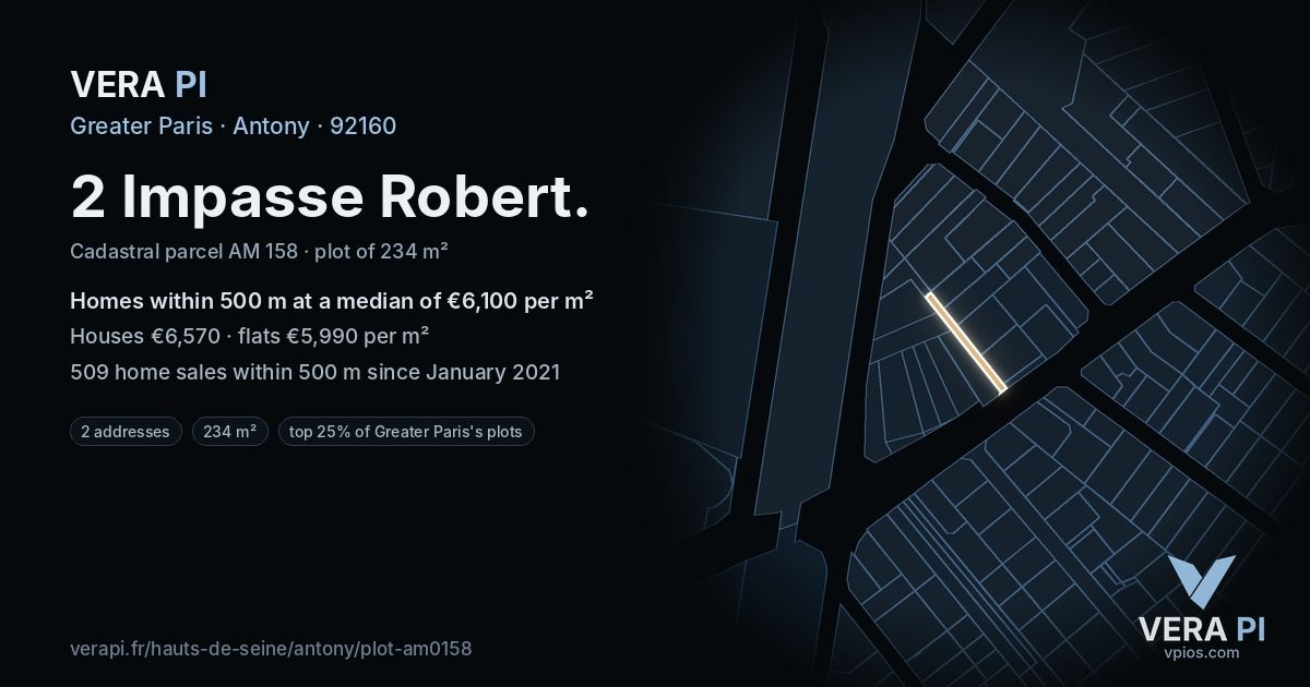 2 Impasse Robert, Antony at night – the plot lit, the parcels around coloured by the prices near them