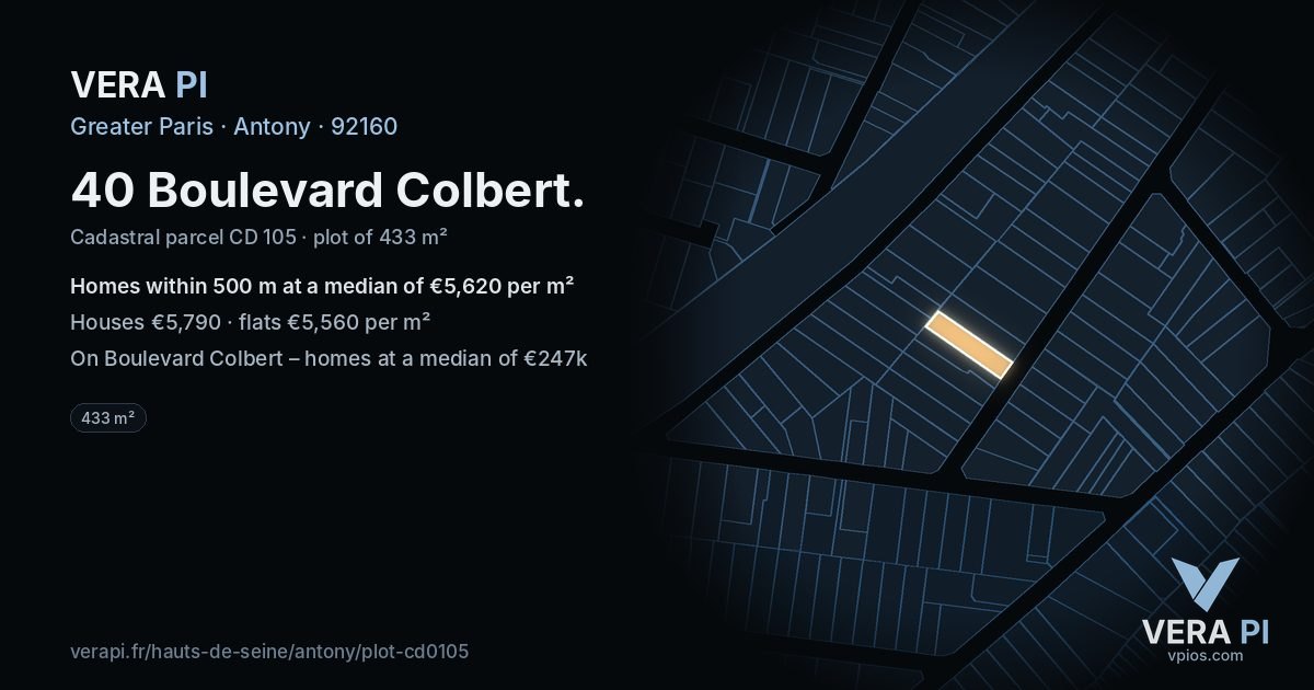 40 Boulevard Colbert, Antony at night – the plot lit, the parcels around coloured by the prices near them