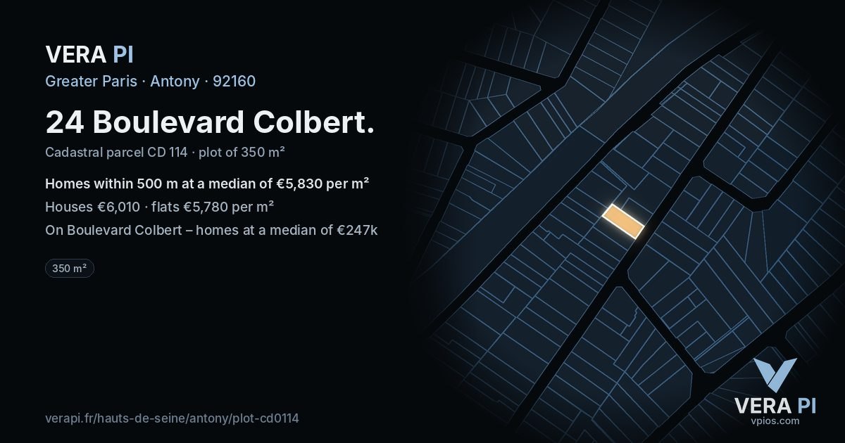 24 Boulevard Colbert, Antony at night – the plot lit, the parcels around coloured by the prices near them