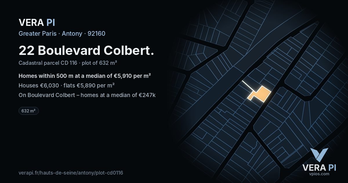 22 Boulevard Colbert, Antony at night – the plot lit, the parcels around coloured by the prices near them