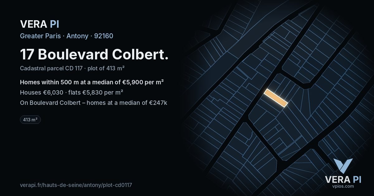 17 Boulevard Colbert, Antony at night – the plot lit, the parcels around coloured by the prices near them