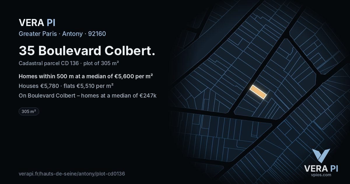 35 Boulevard Colbert, Antony at night – the plot lit, the parcels around coloured by the prices near them