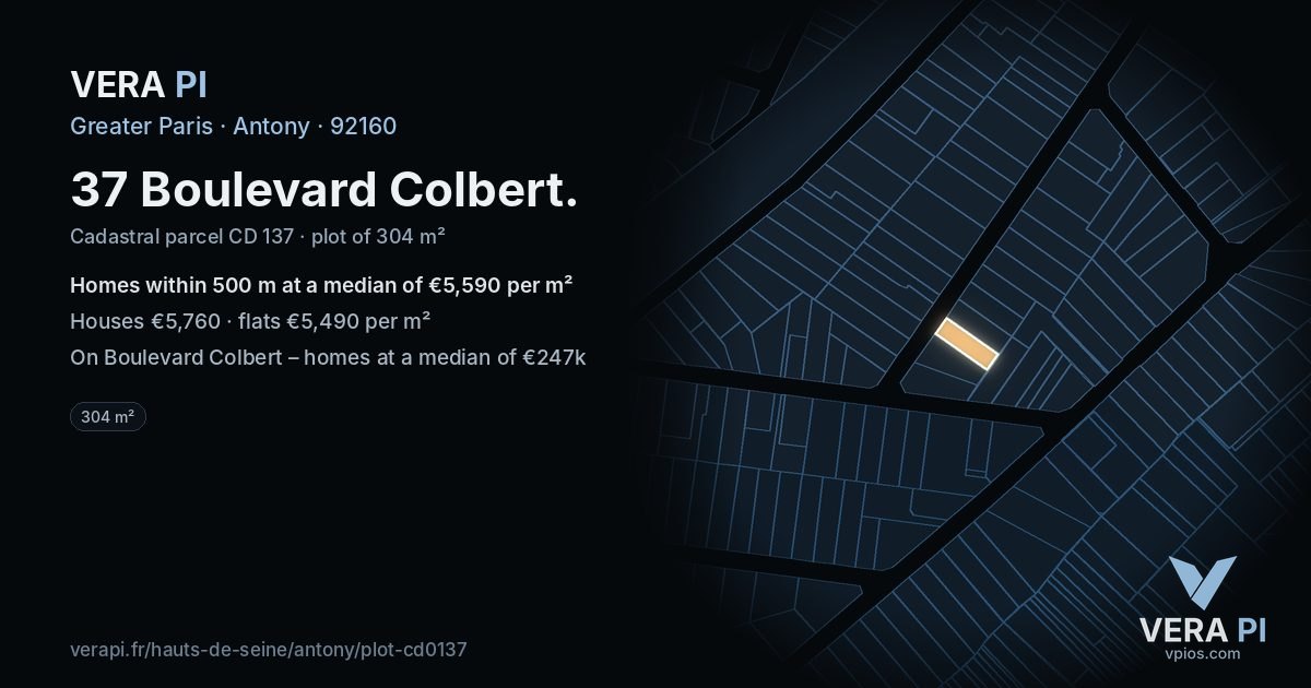 37 Boulevard Colbert, Antony at night – the plot lit, the parcels around coloured by the prices near them