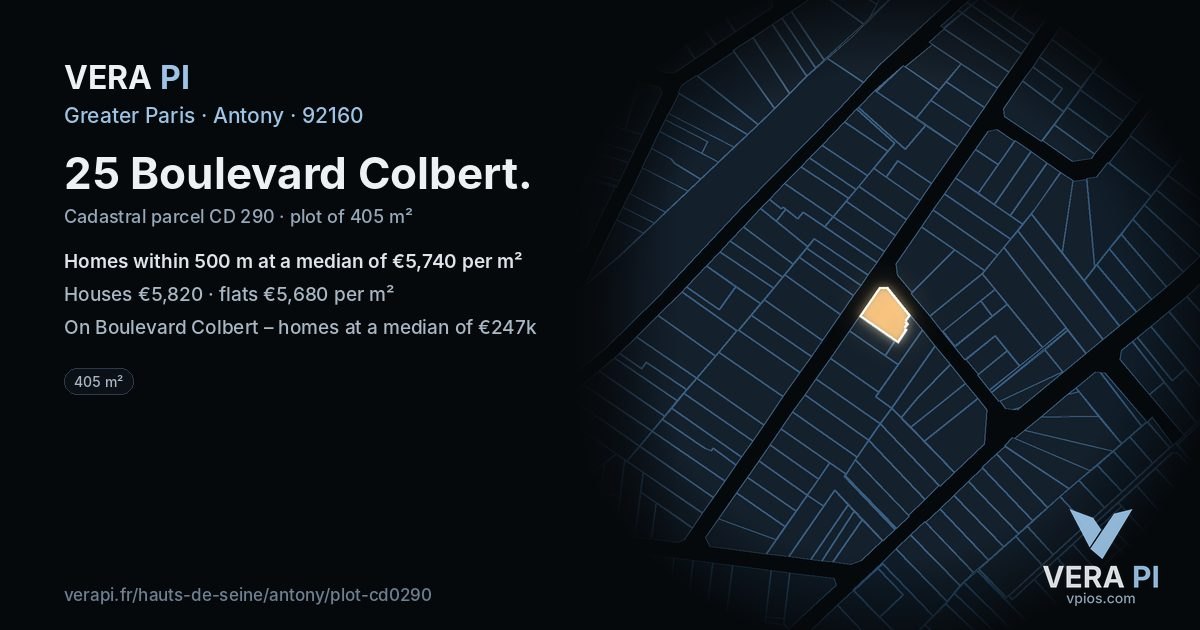25 Boulevard Colbert, Antony at night – the plot lit, the parcels around coloured by the prices near them