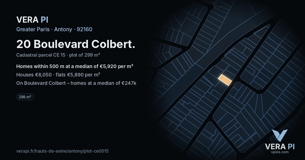 20 Boulevard Colbert, Antony at night – the plot lit, the parcels around coloured by the prices near them