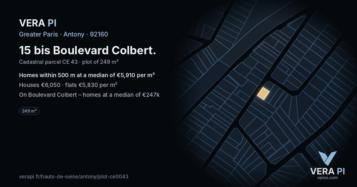 15 bis Boulevard Colbert, Antony at night – the plot lit, the parcels around coloured by the prices near them