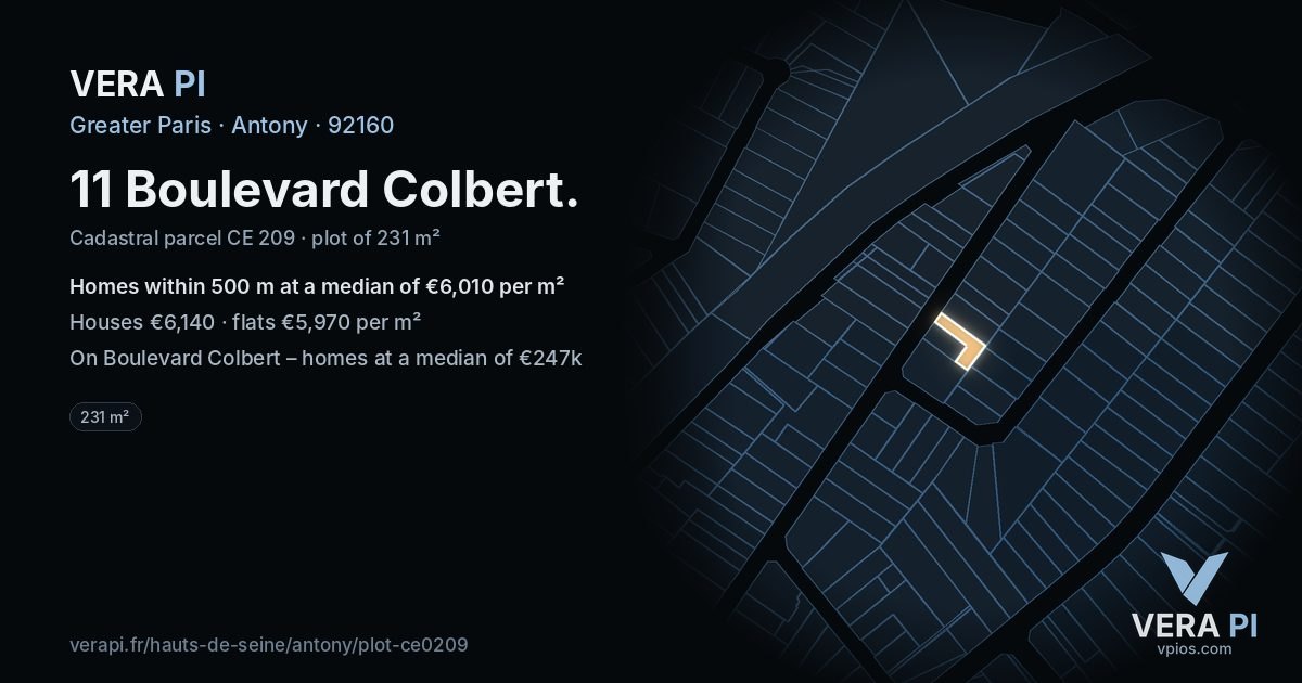 11 Boulevard Colbert, Antony at night – the plot lit, the parcels around coloured by the prices near them