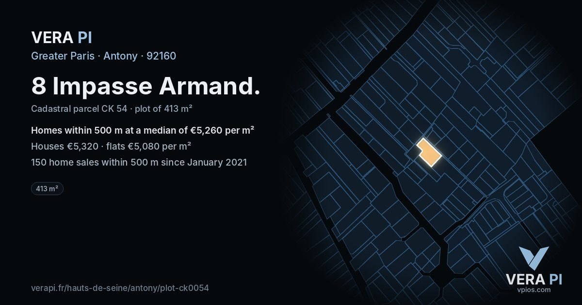 8 Impasse Armand, Antony at night – the plot lit, the parcels around coloured by the prices near them