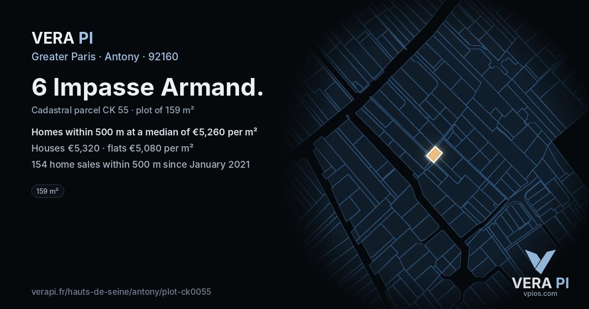 6 Impasse Armand, Antony at night – the plot lit, the parcels around coloured by the prices near them