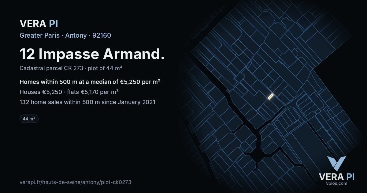 12 Impasse Armand, Antony at night – the plot lit, the parcels around coloured by the prices near them
