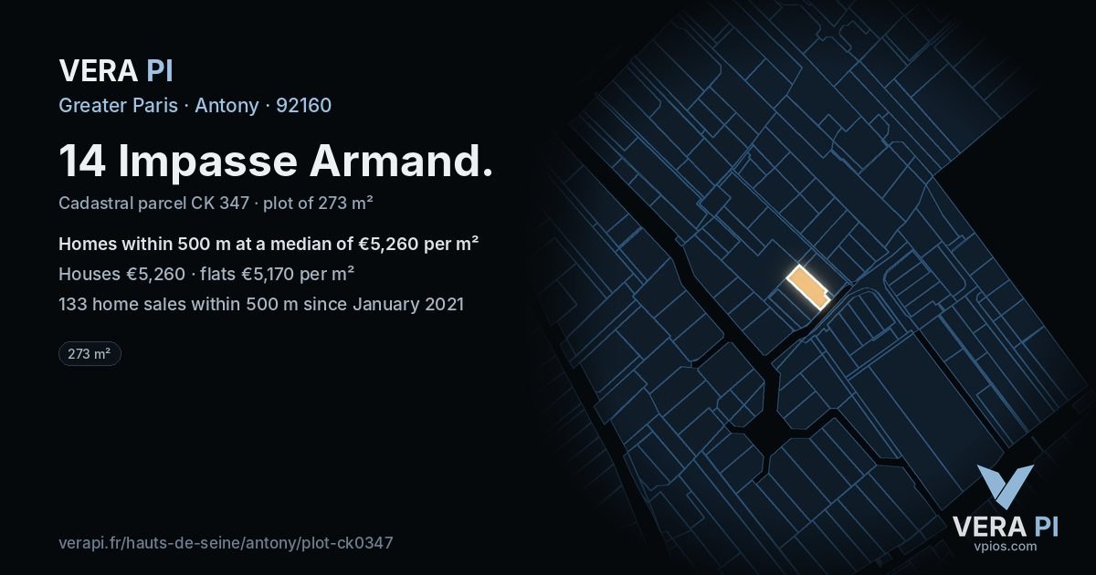 14 Impasse Armand, Antony at night – the plot lit, the parcels around coloured by the prices near them