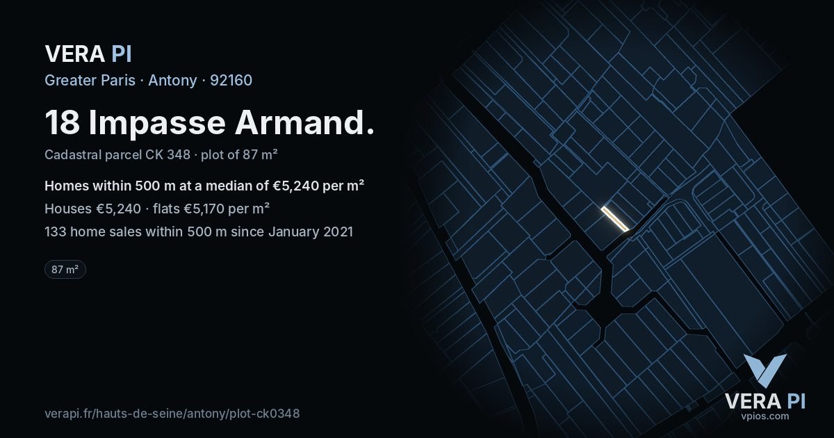 18 Impasse Armand, Antony at night – the plot lit, the parcels around coloured by the prices near them