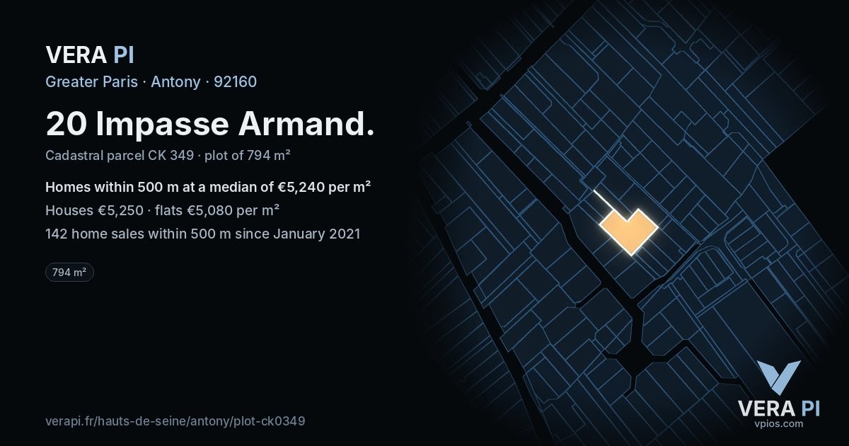 20 Impasse Armand, Antony at night – the plot lit, the parcels around coloured by the prices near them