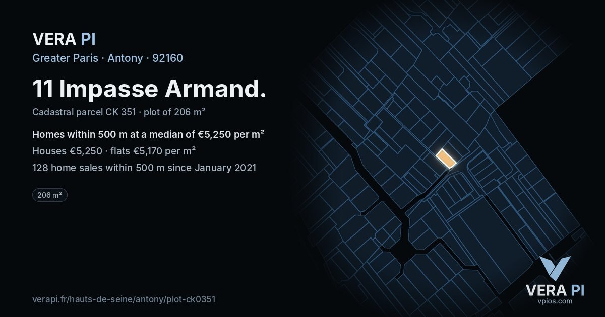 11 Impasse Armand, Antony at night – the plot lit, the parcels around coloured by the prices near them