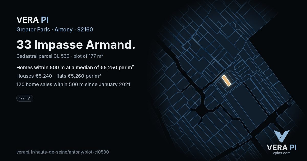 33 Impasse Armand, Antony at night – the plot lit, the parcels around coloured by the prices near them