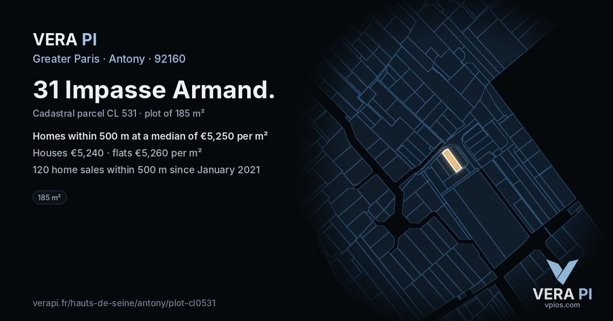 31 Impasse Armand, Antony at night – the plot lit, the parcels around coloured by the prices near them