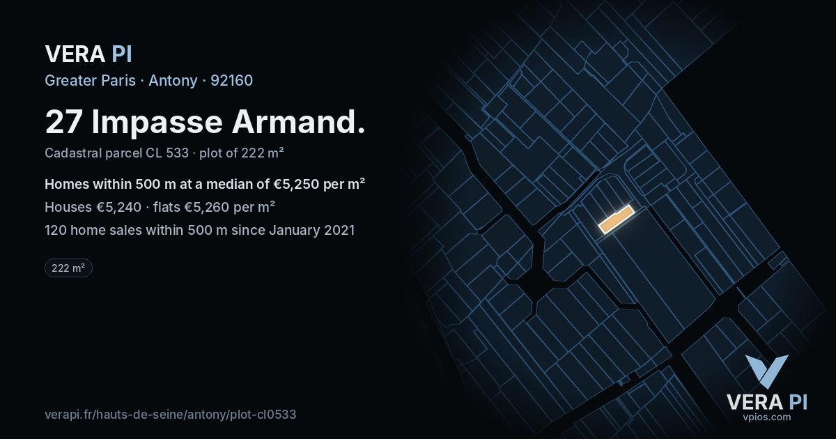 27 Impasse Armand, Antony at night – the plot lit, the parcels around coloured by the prices near them