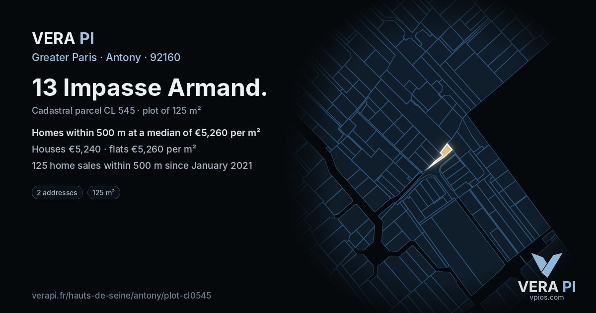 13 Impasse Armand, Antony at night – the plot lit, the parcels around coloured by the prices near them