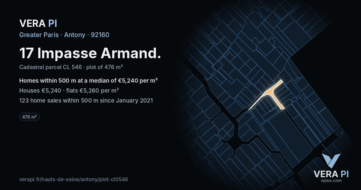 17 Impasse Armand, Antony at night – the plot lit, the parcels around coloured by the prices near them